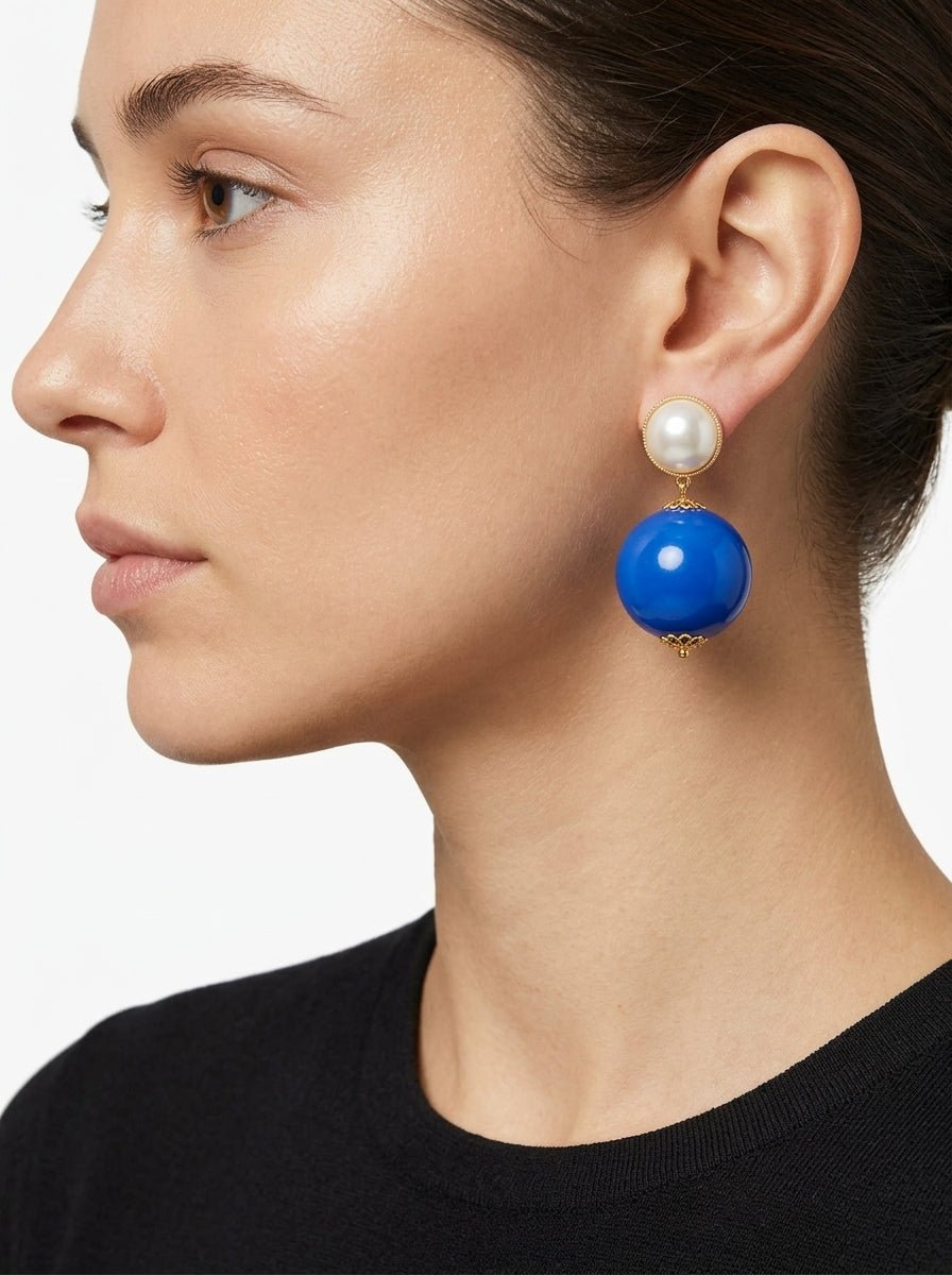 Fabrizio Marcantelli Orecchini a sfera blu P