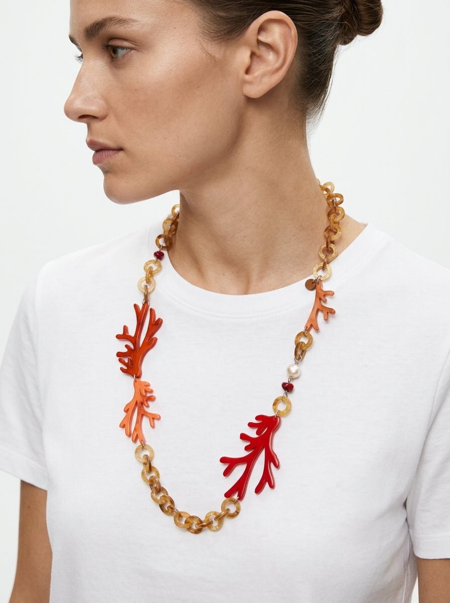 Collar Il Baco Da Seta Corales Rojo