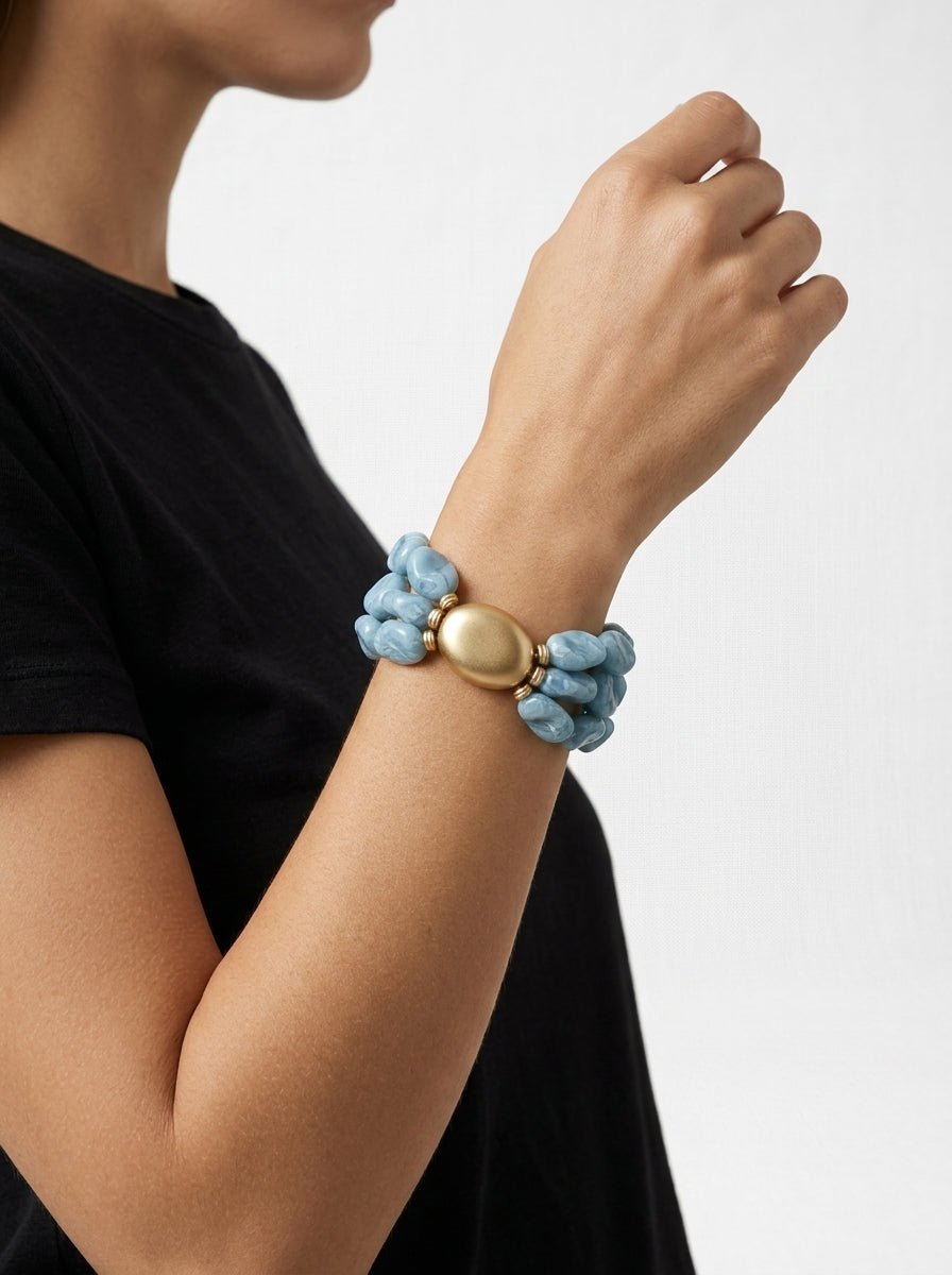 Pulsera Il Baco Da Seta 3 Tiras Cuentas Cielo