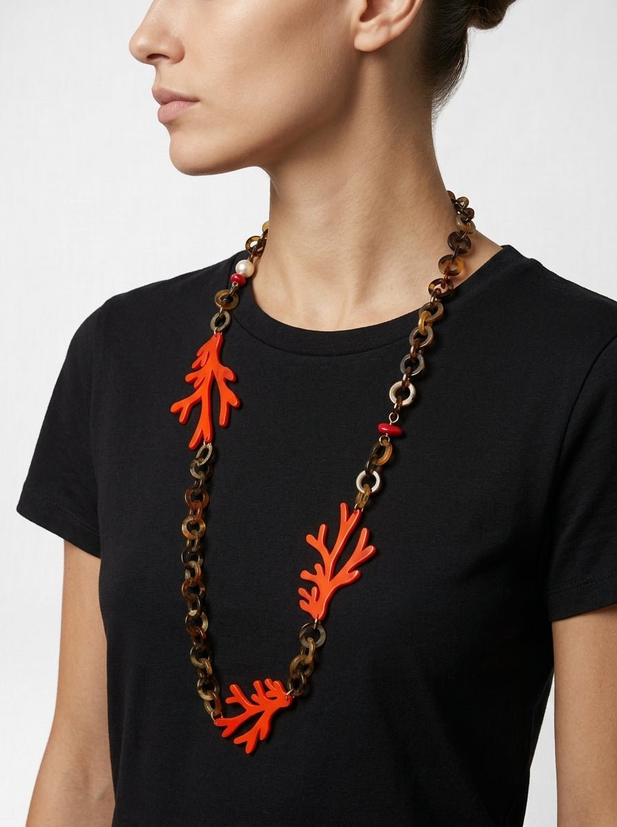 Collar Il Baco Da Seta Coral Naranja