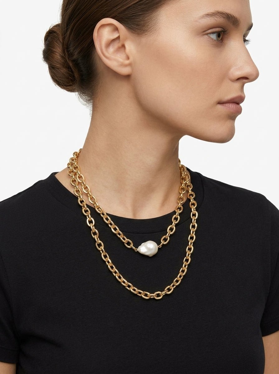 Collar Fabrizio Marcantelli Cadena Pequeña Piedra Perla