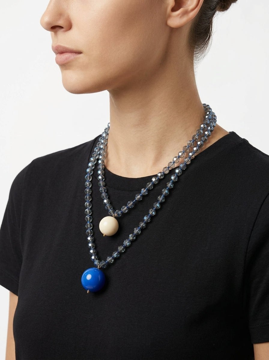 Collar Fabrizio Marcantelli Bolitas y 2 Bolas Grandes Azul