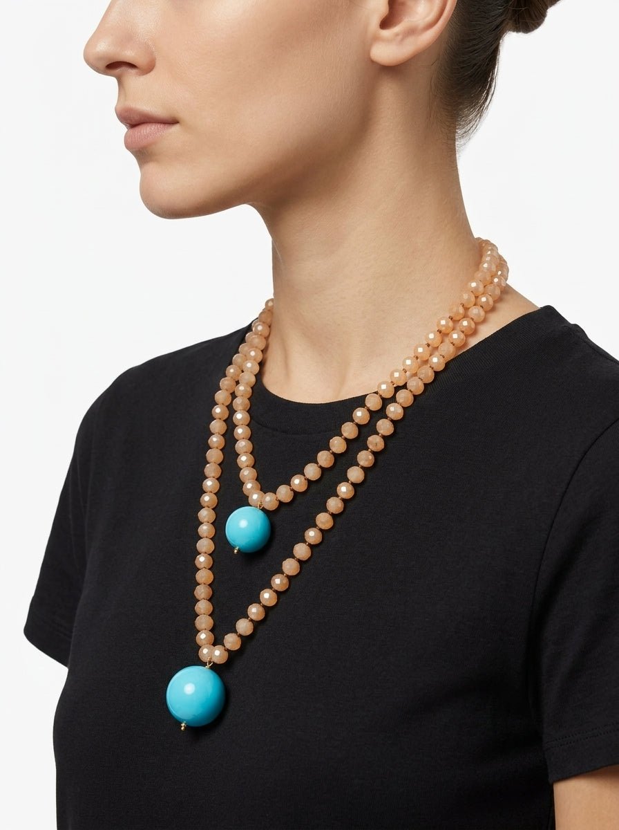 Collar Fabrizio Marcantelli Bolitas y 2 Bolas Grandes Beige