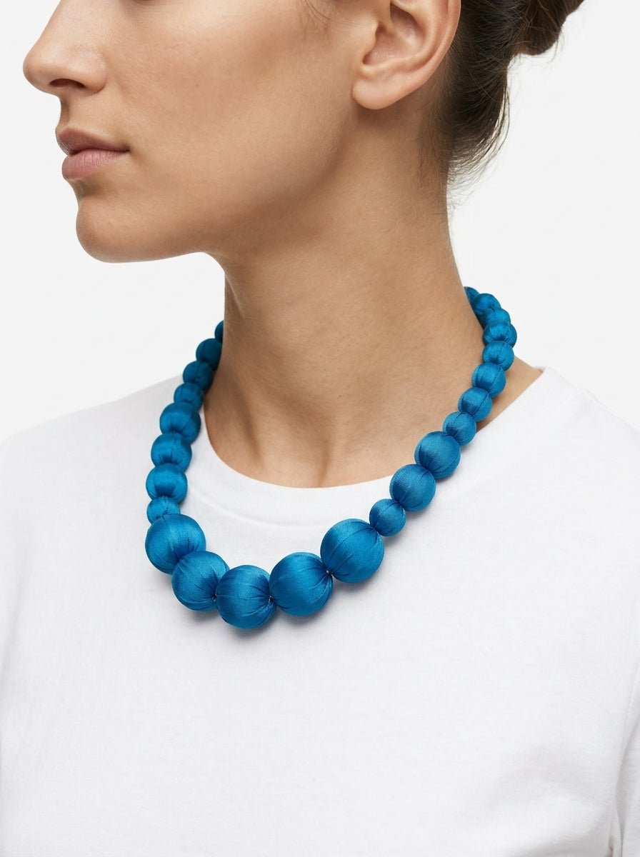 Collar Il Baco Da Seta Lonh Azul Turquesa Intenso