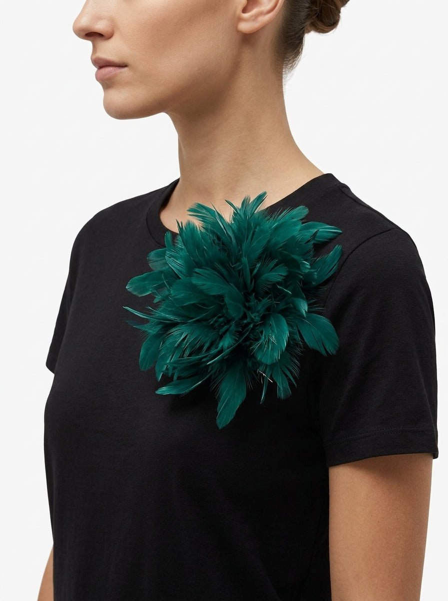 Brooch Il Baco Da Seta Feathers Small Green Bottle