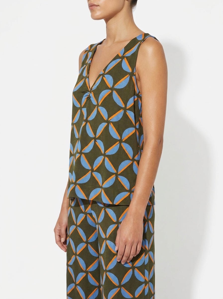 Top Niu Estampado Geometrico Caqui