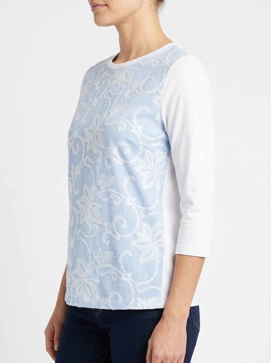 T-shirt ricamata a righe Whyci Milano