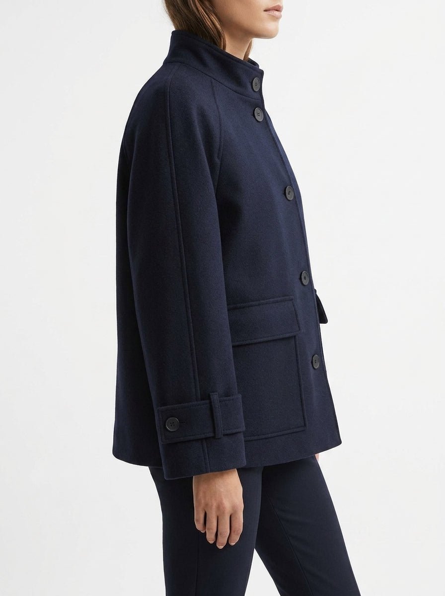 Trench Harris Wharf London con fodera scozzese Blu notte