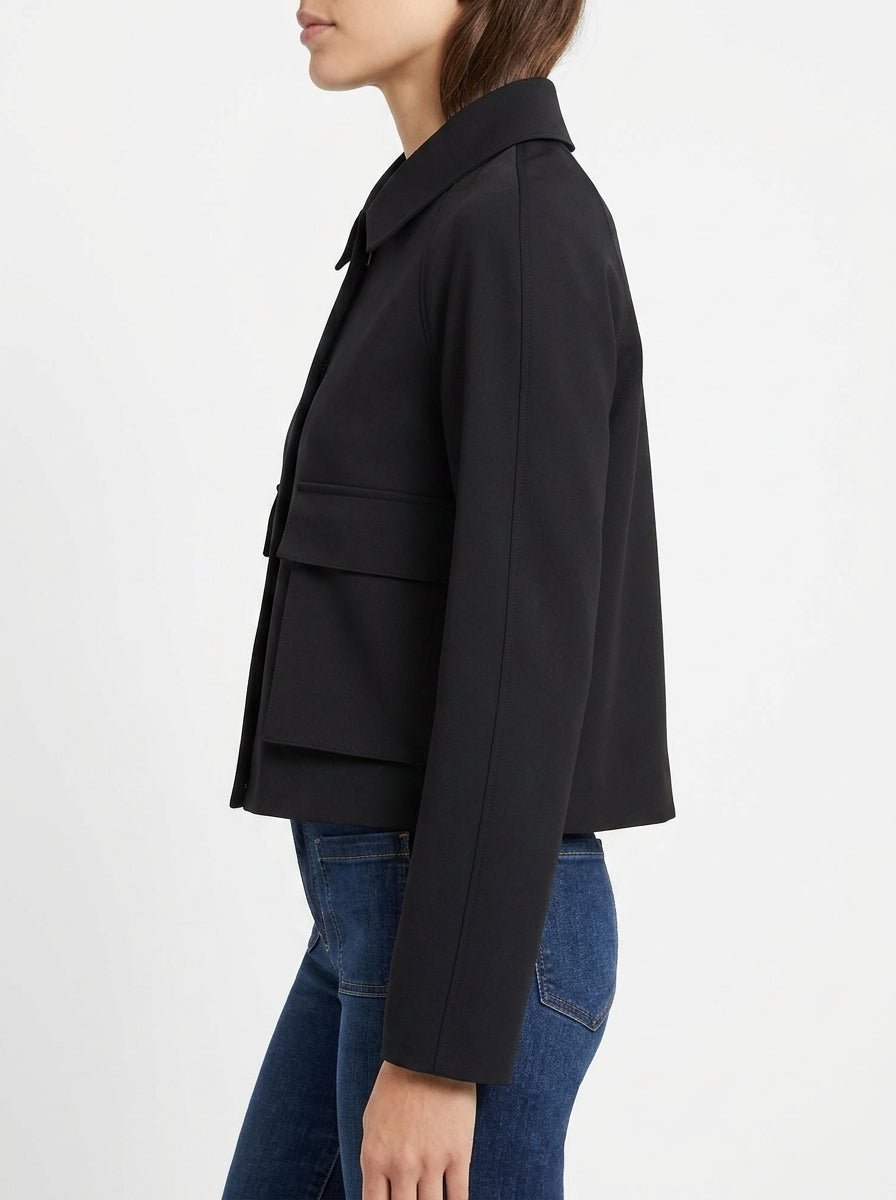Harris Wharf London Cropped Raglan Jacket Black