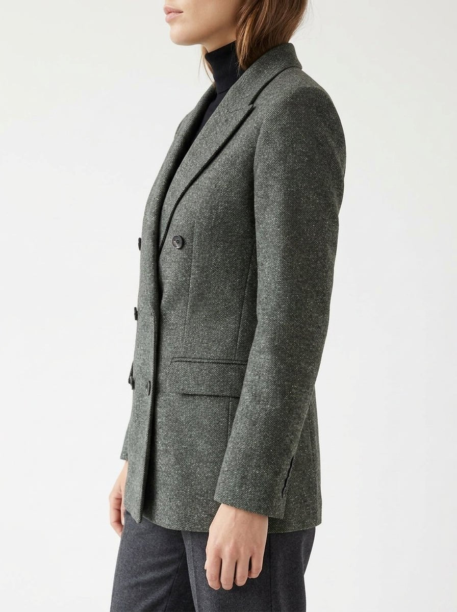 Goodmatch Tweed Double Breasted Blazer Green
