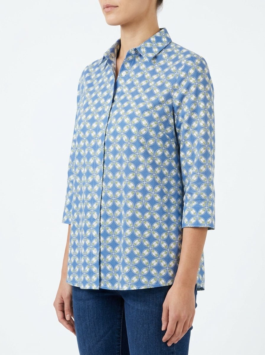 Camisa Monika Varga Flor Azul