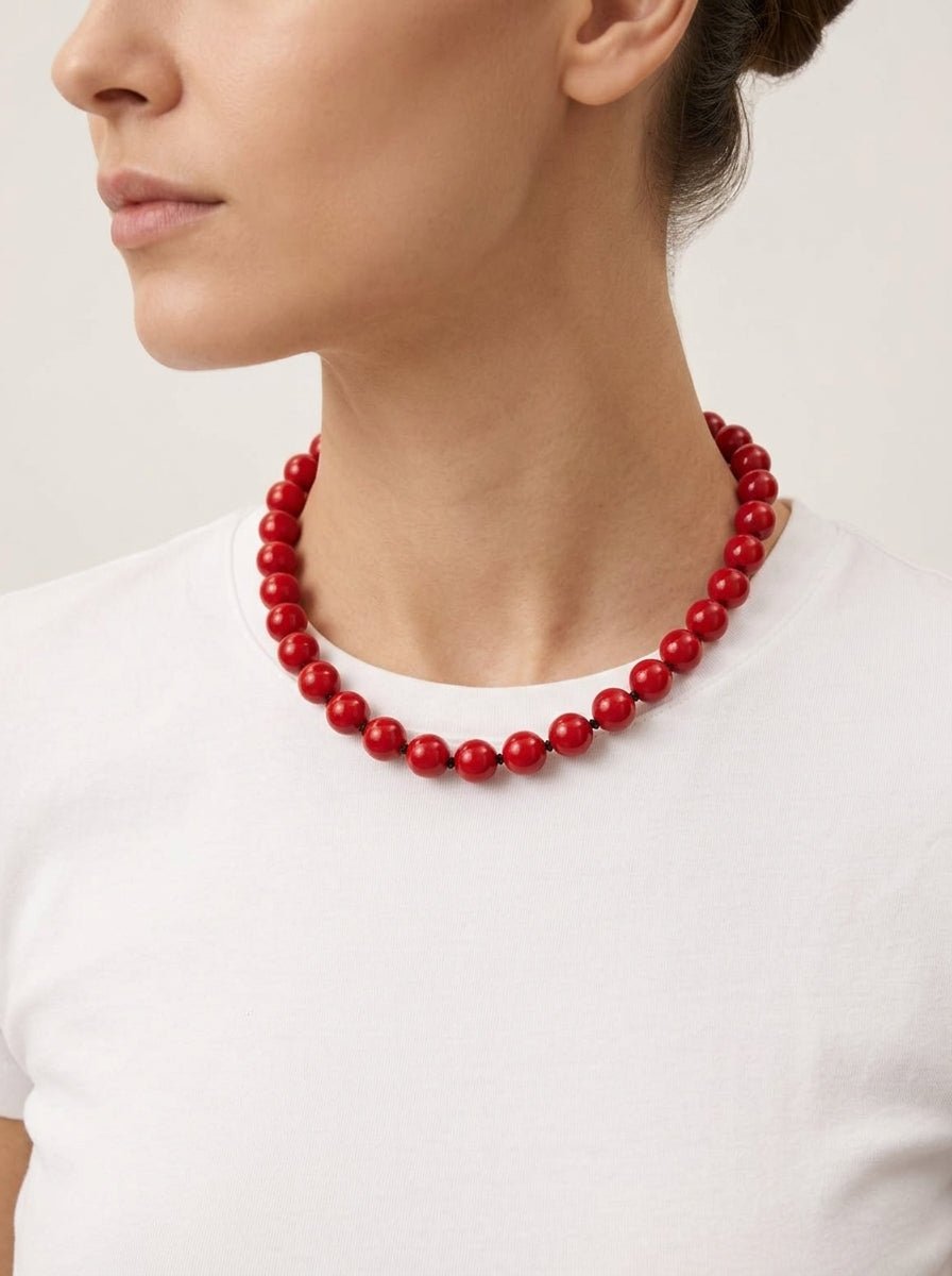 Collar Fabrizio Marcantelli Bolitas Corto Rojo