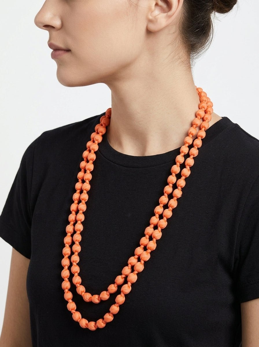 Collar Il Baco Da Seta Bolas Seda Coral