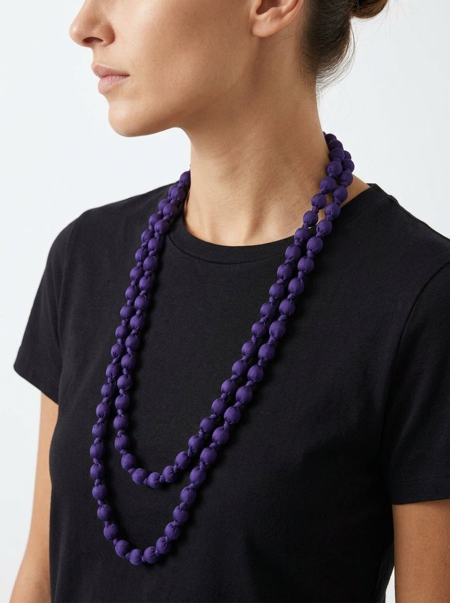 Collier Il Baco Da Seta Boules de soie violette 16.3
