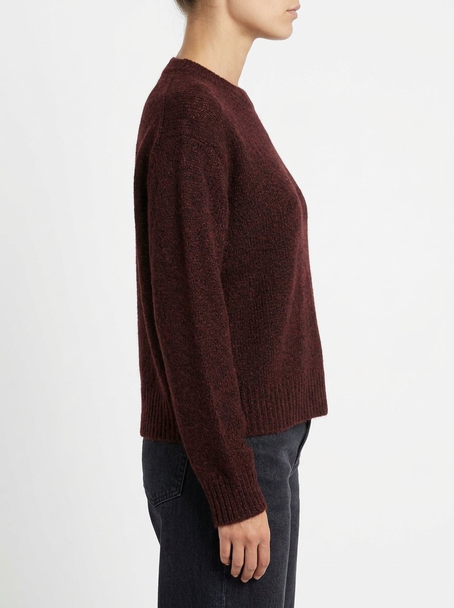 Jersey Scaglione Round Neck Boxy Alpaca Marron