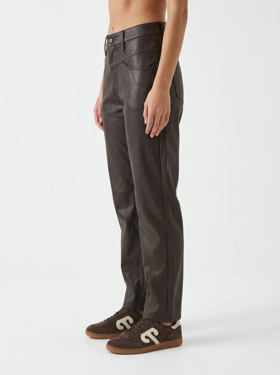 Pantalón Cambio Elin Polipiel Marrón Chocolate