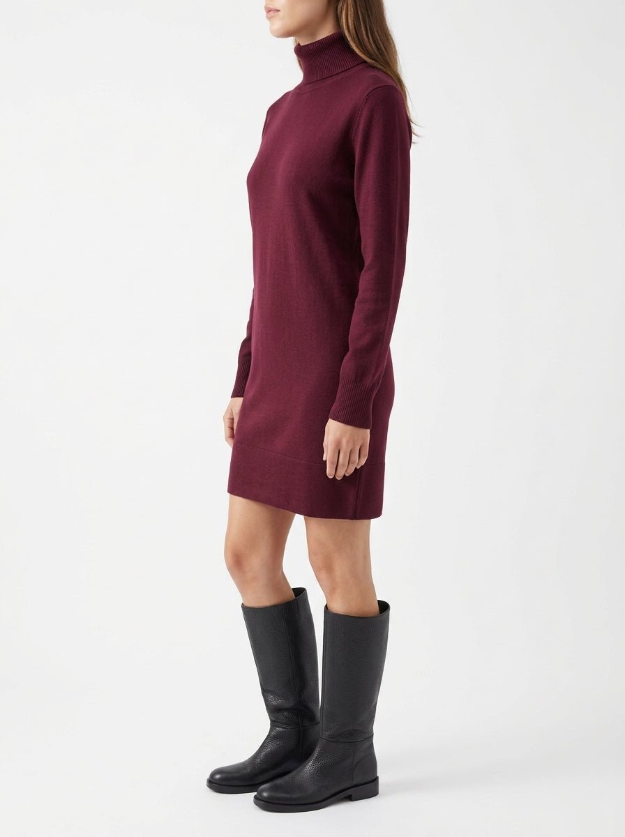 Vestido Solo Tre Cuello Alto Vino