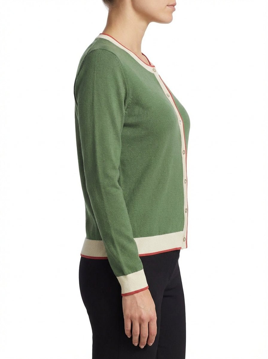 Cardigan a letto con te Finiture verdi bicolori