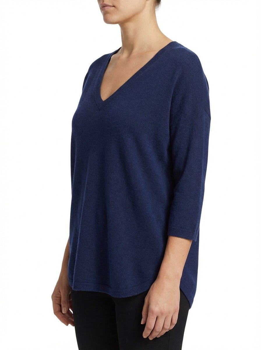 Pull Col V Universel Bleu Marine