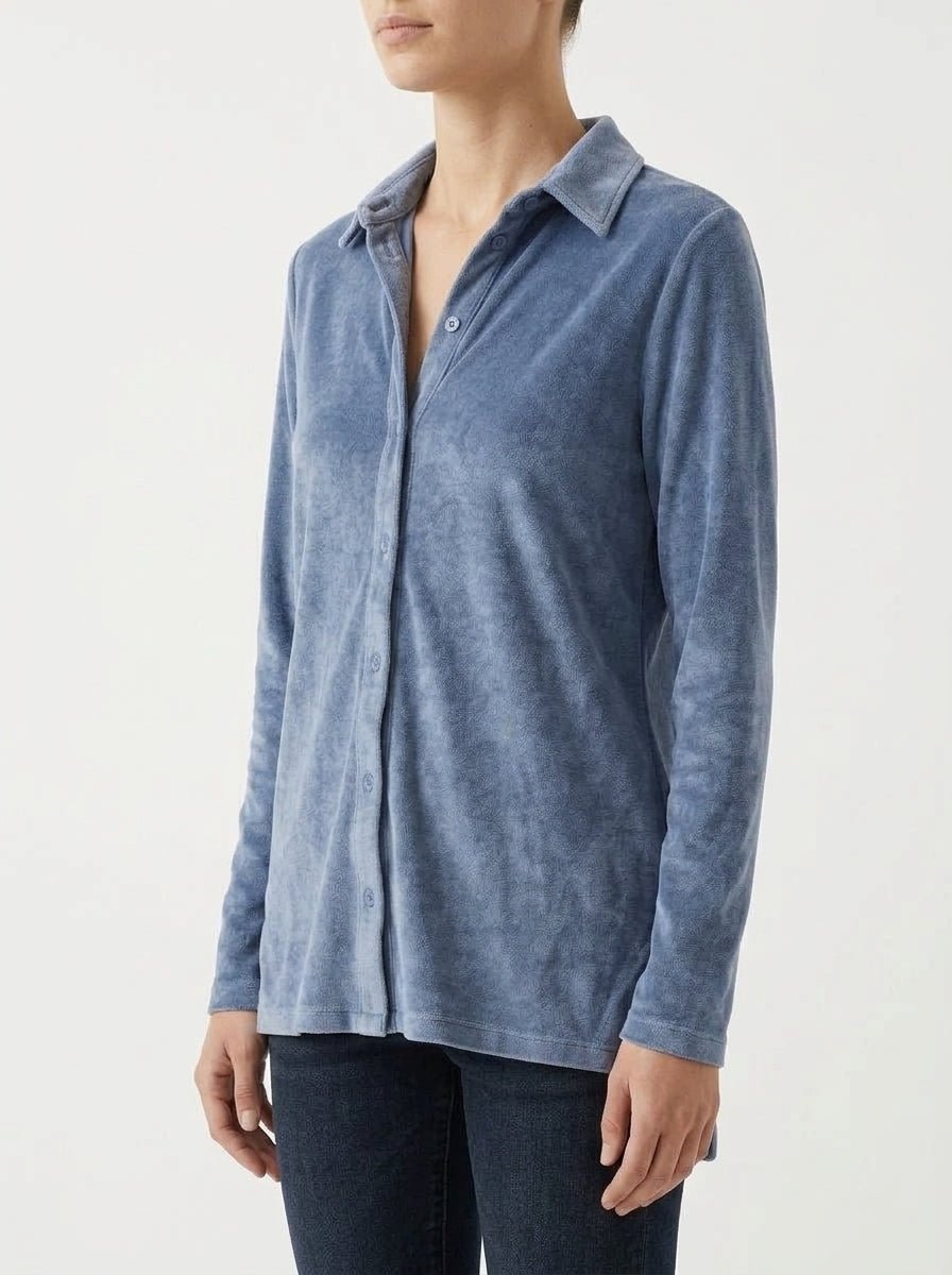 Camisa Majestic Filatures Terciopelo Azul Claro