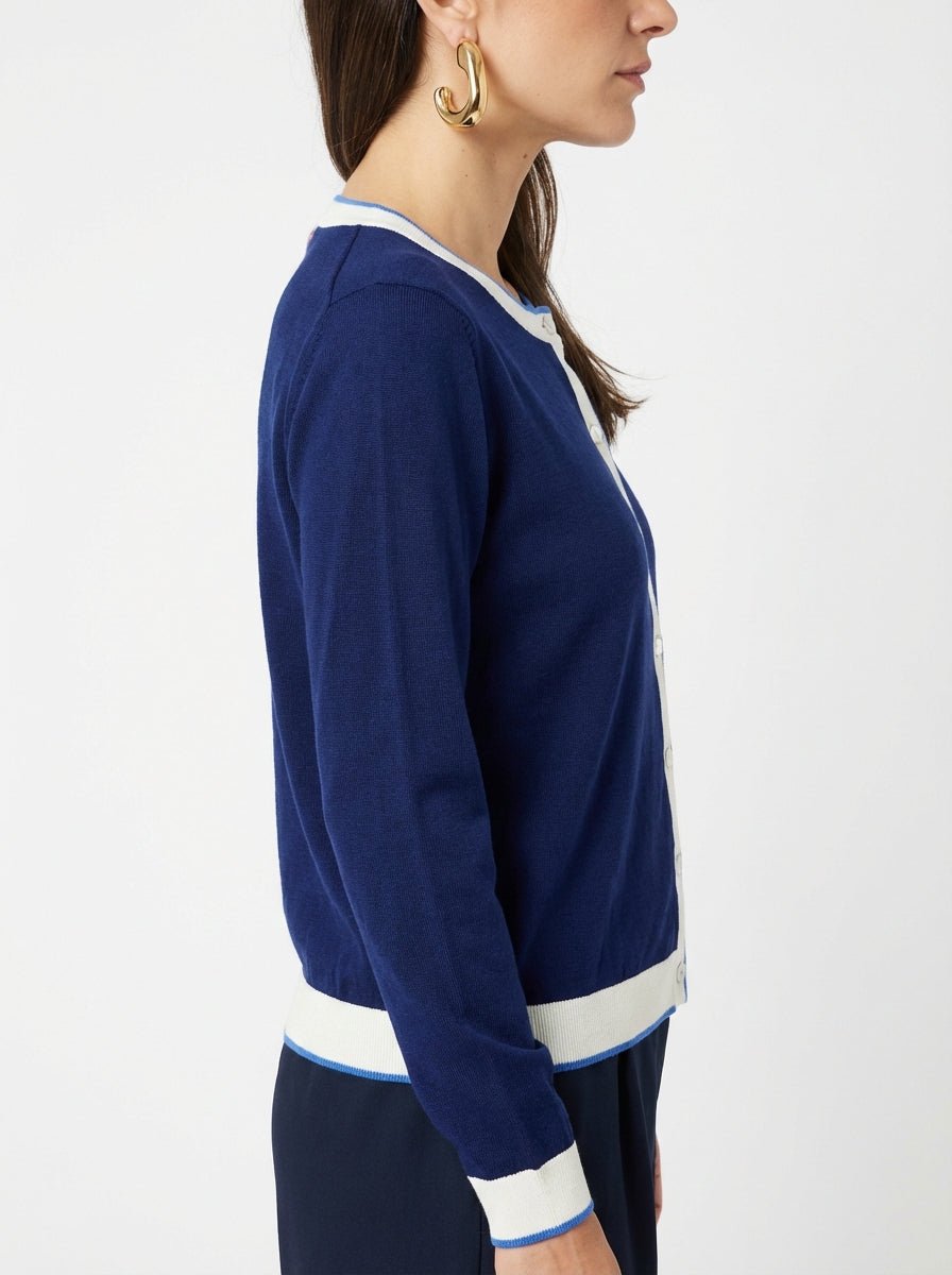 Cardigan In Bed With You Bicolor Ribete Azul