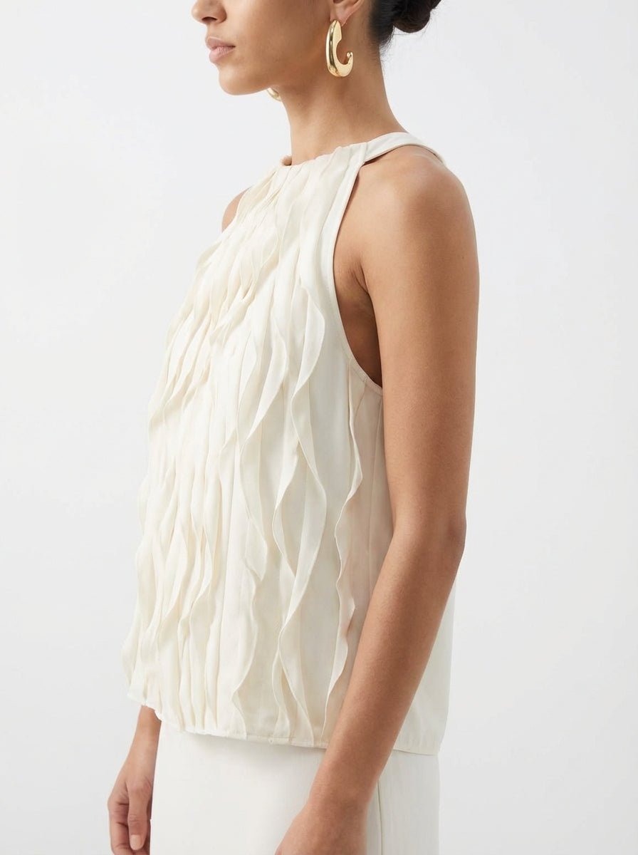 SU Top Soie Ecru Volants