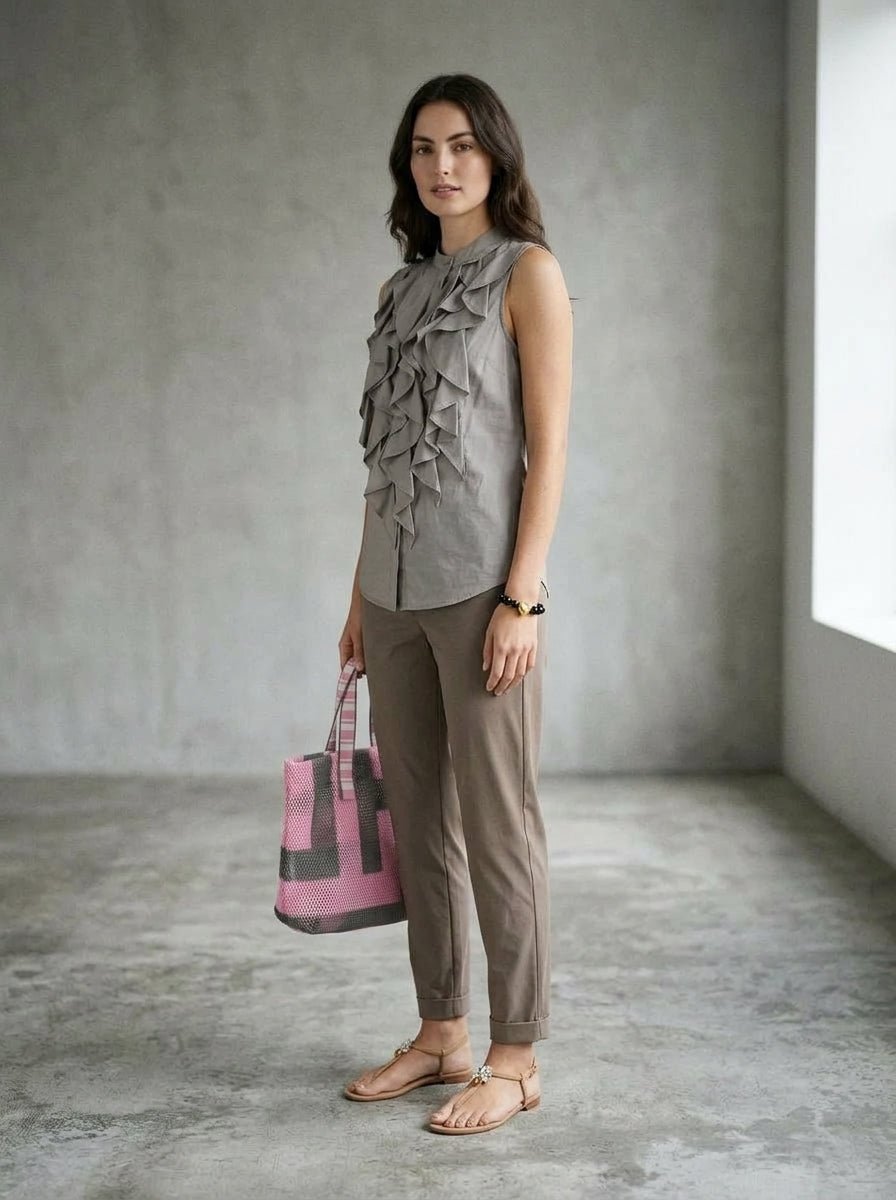 Top Camicetta Snob Volant Beige