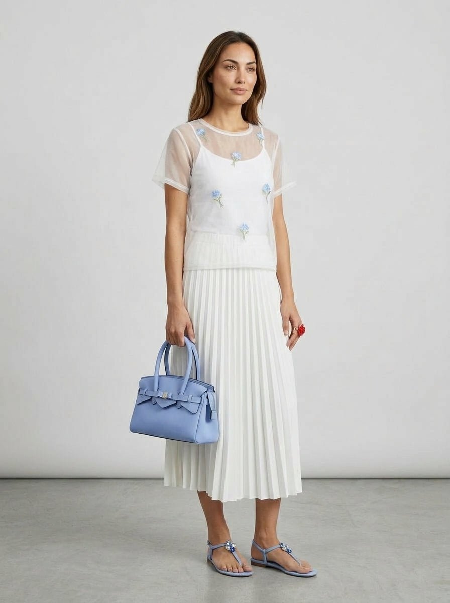 White Floor Plisse Skirt