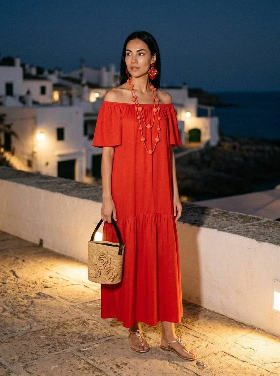 Vestido BYU Manga Corta Raso Coral