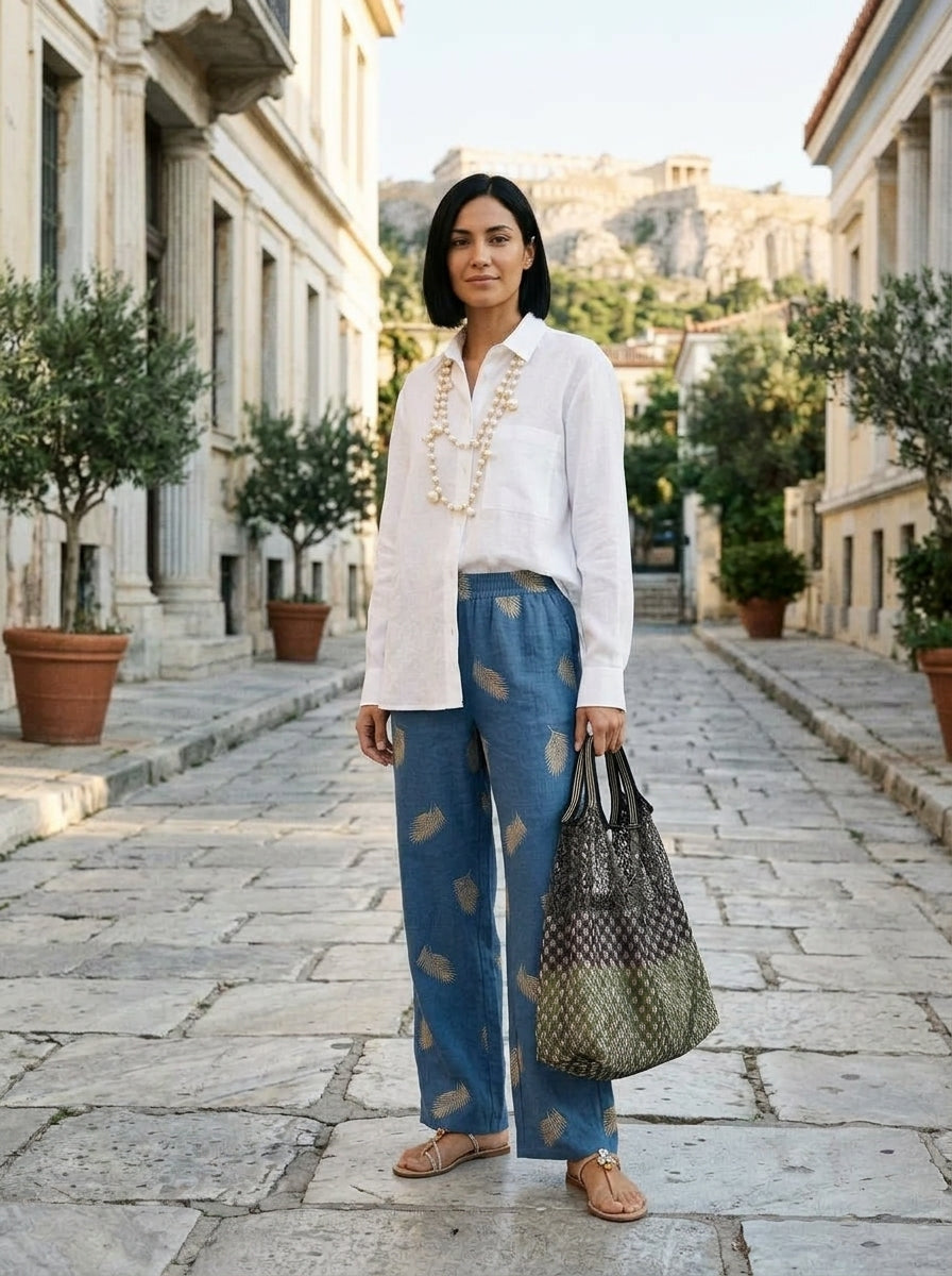 Pantalón Paisie Bordado Cielo
