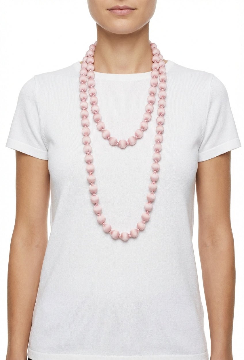 Collar Il Baco Da Seta Bolas Seda Rosa 13.2