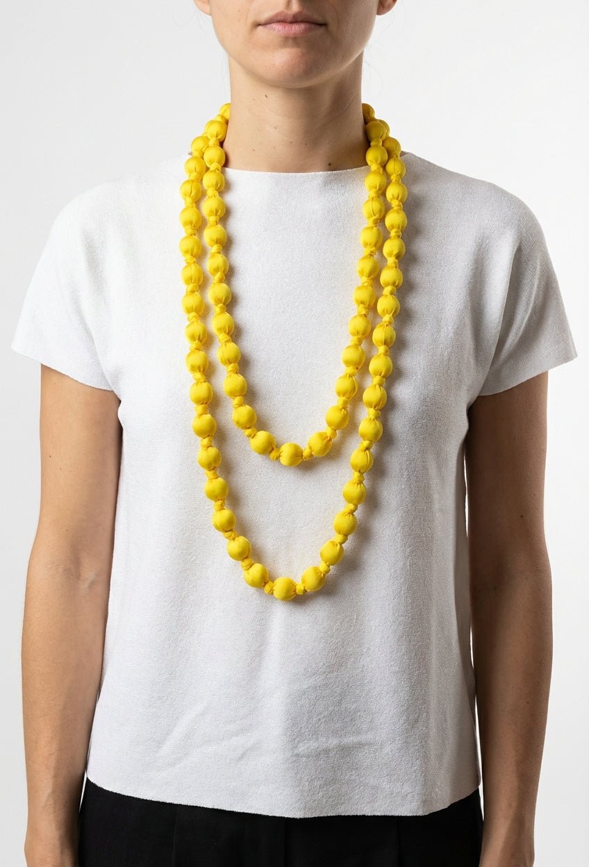 Collar Il Baco Da Seta Bolas Seda Amarillo 8.1