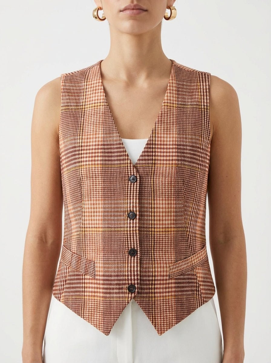 Chaleco Goodmatch Corto Estampado Cuadros