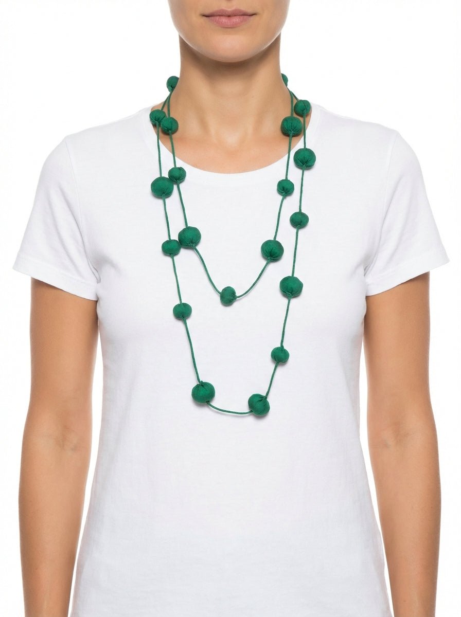 Necklace Il Baco Da Seta Bottle Green Cocoon Silk Balls