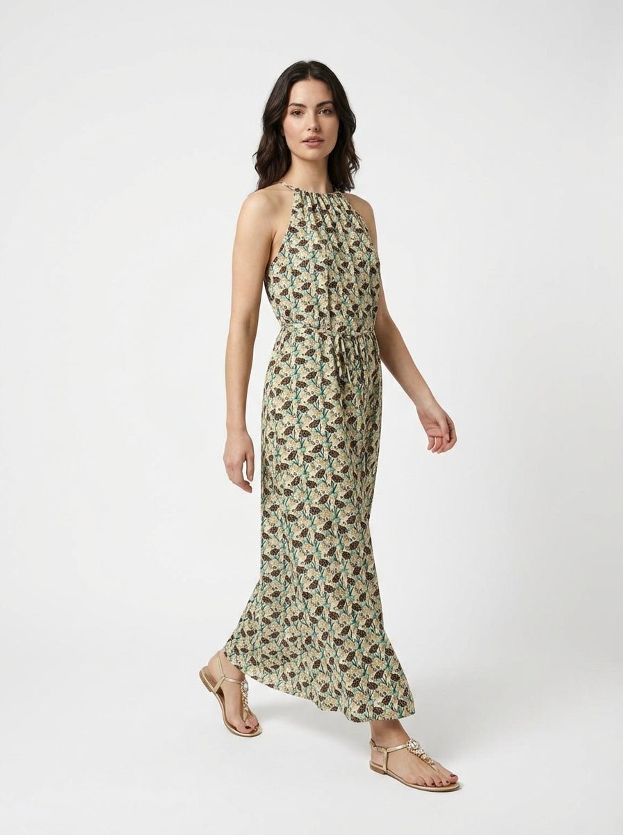 Mondo e Colori Robe en soie à imprimé fleurs de glycine