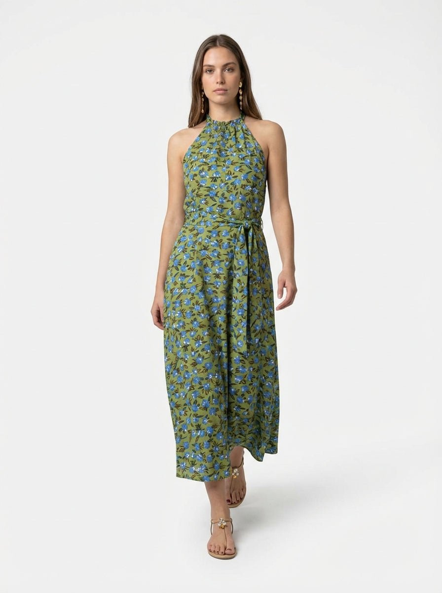 Mondo e Colori Robe en soie Ceinture à imprimé fleurs Rudbeckia