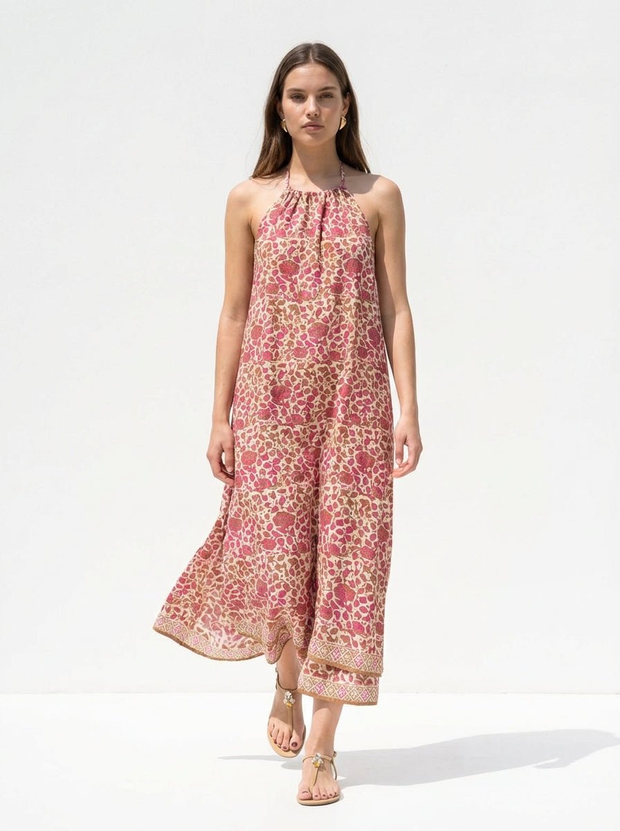 Robe en soie Mondo e Colori à imprimé fleurs Ixia