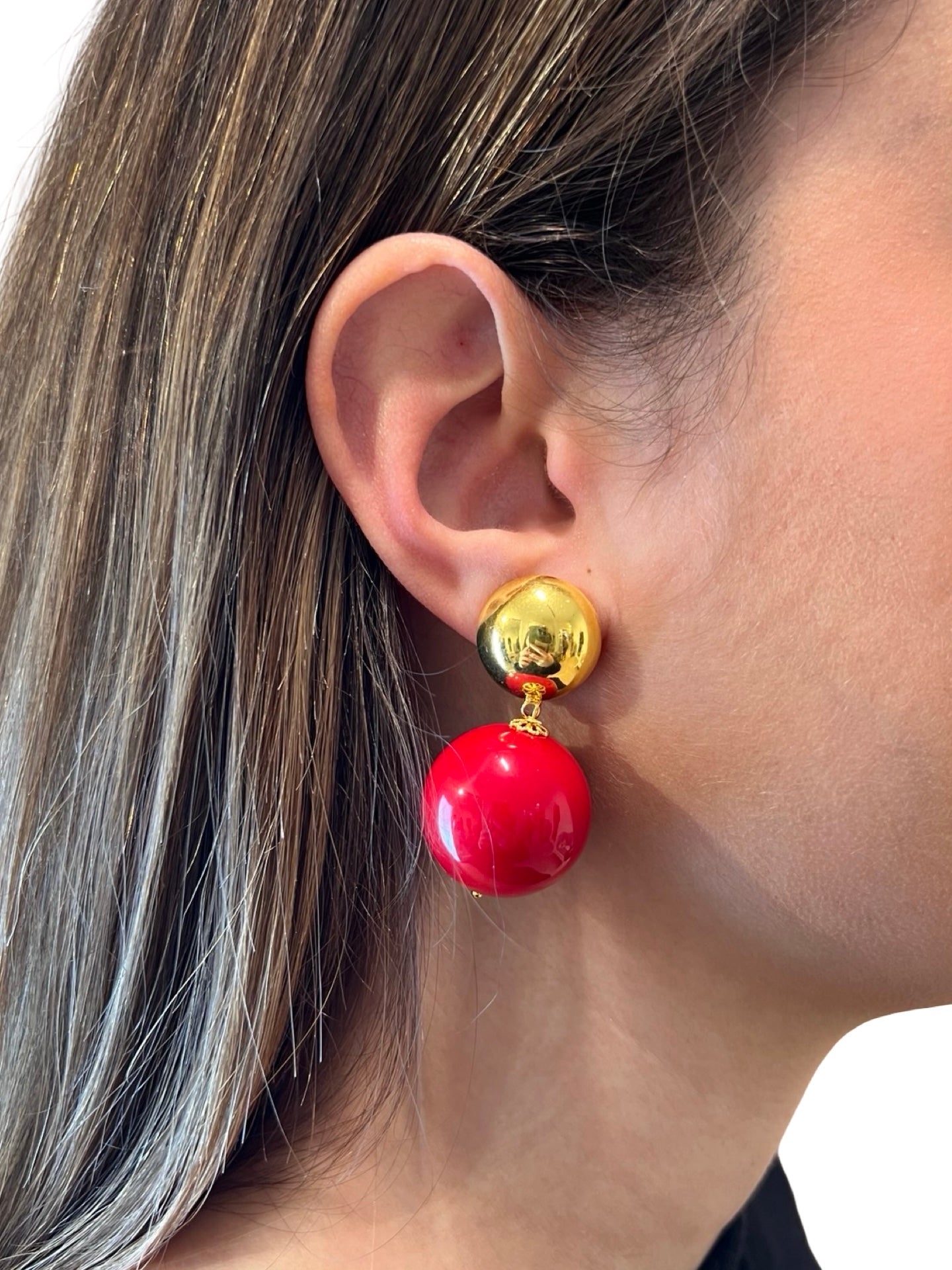 Pendientes Fabrizio Marcantelli Bola Rojo Clip