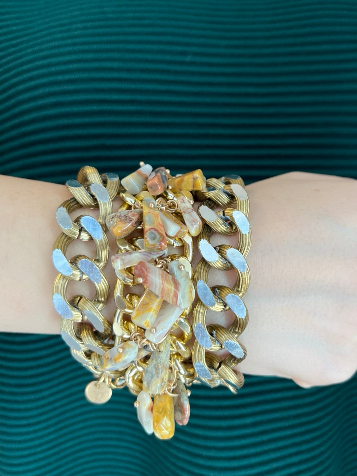 Bracelet Il Baco Da Seta Wide Links Natural Stones