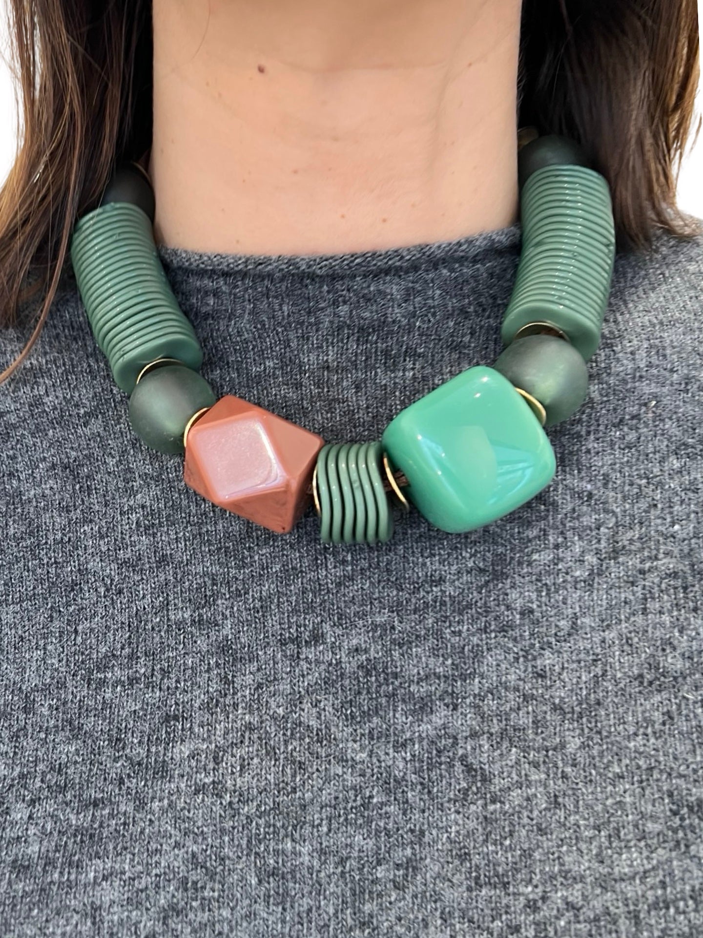 Collar Il Baco Da Seta Cuentas Verde