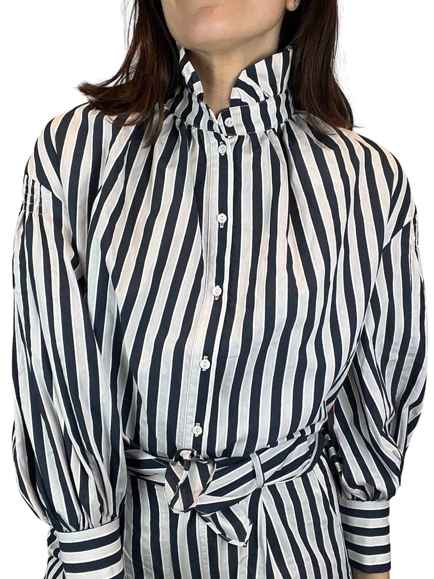 Camisa Paisie Rayas Cuello Plisado