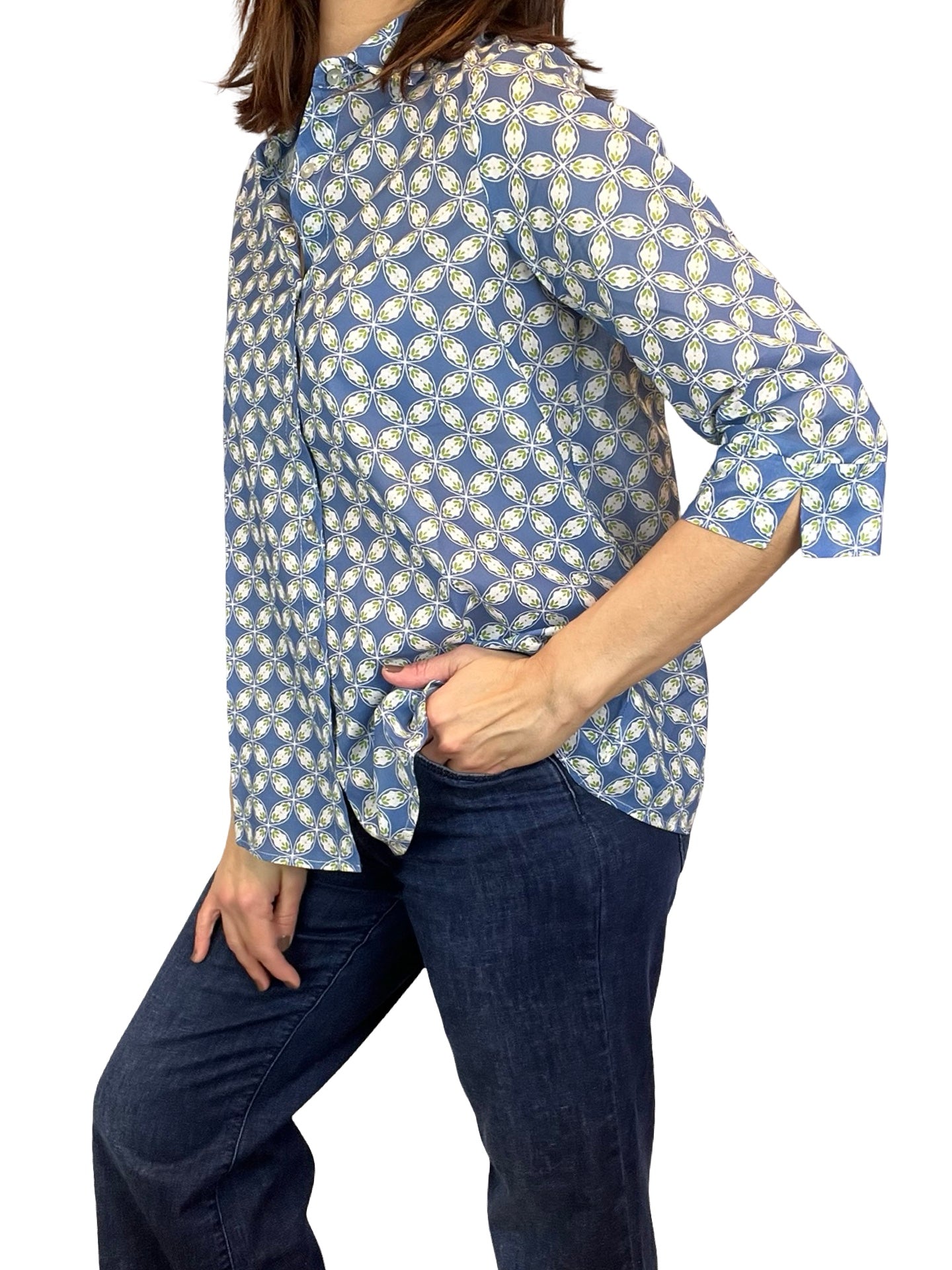 Camisa Monika Varga Flor Azul