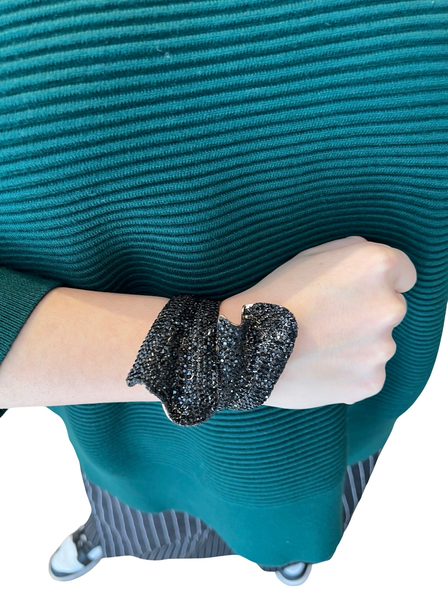 Bracciale Il Baco Da Seta Cristalli neri aperti