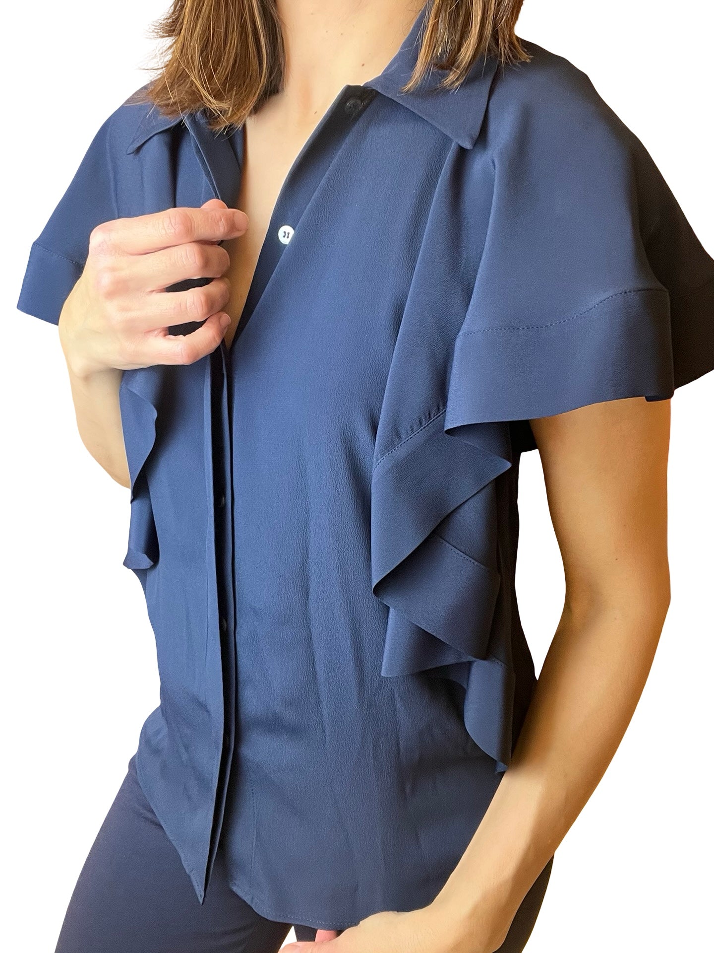 Chemise légère à volants à manches courtes Conti