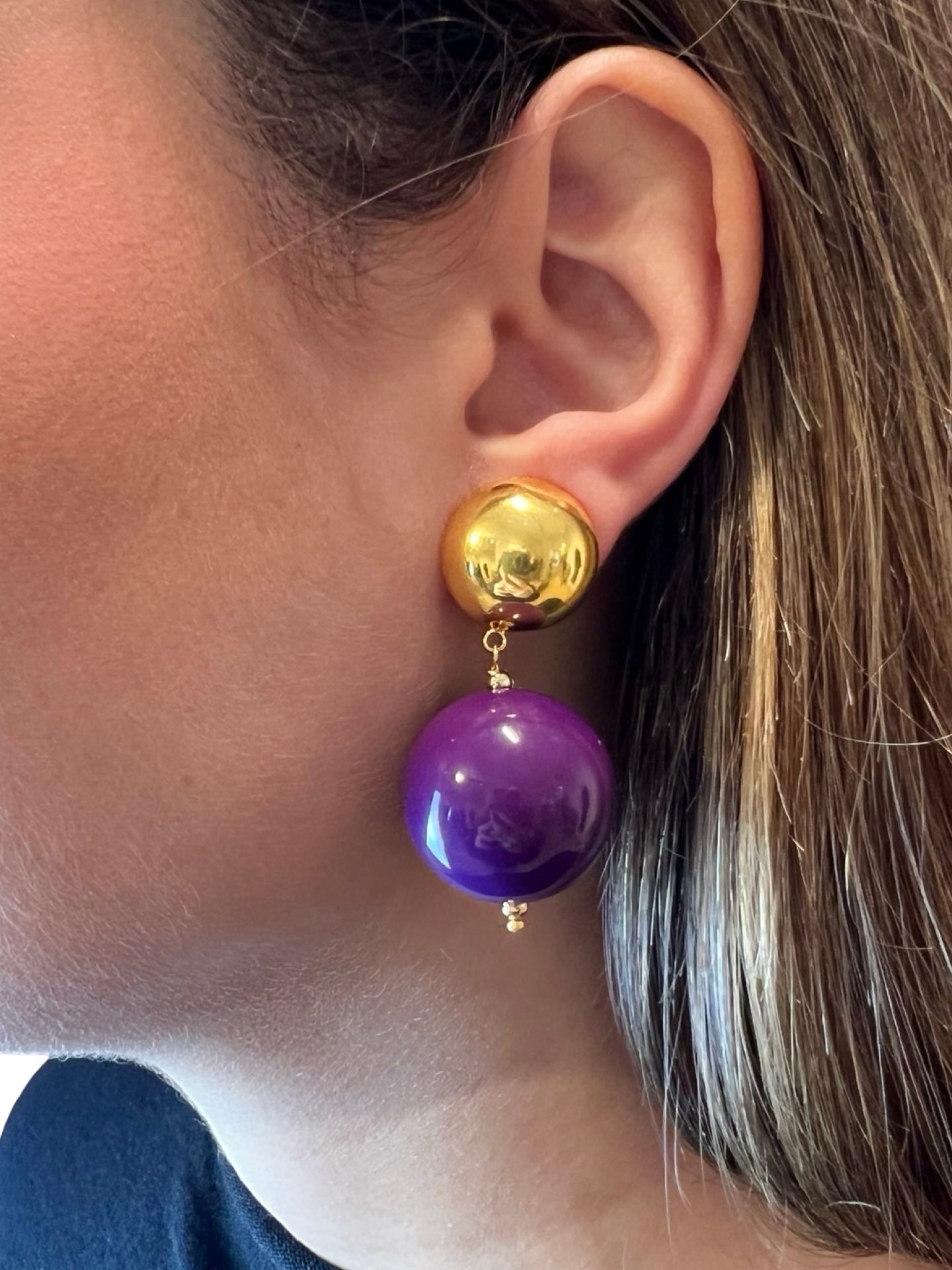 Pendientes Fabrizio Marcantelli Bola Morado Clip