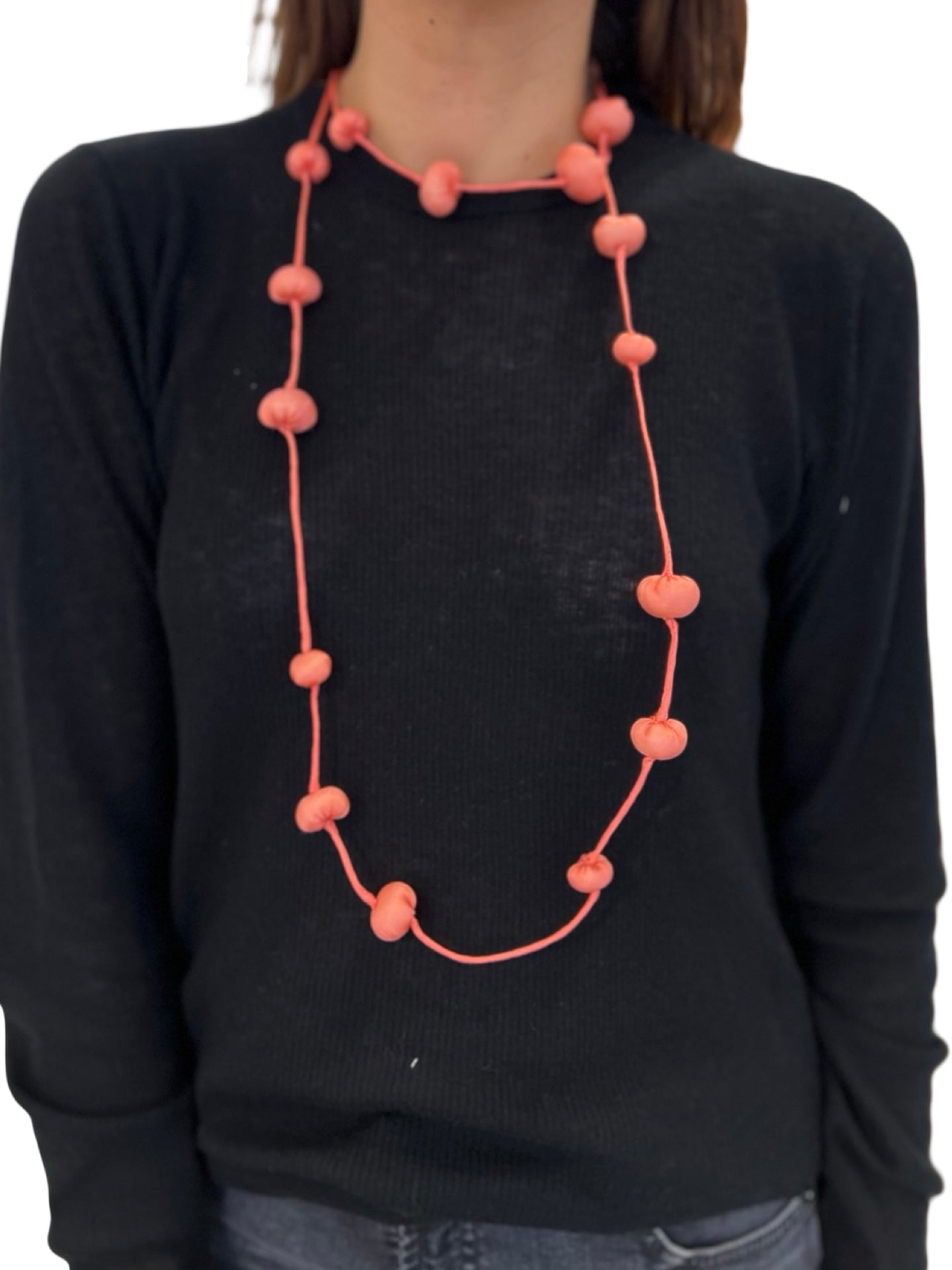 Collana Il Baco Da Seta Palline di seta di salmone bozzolo