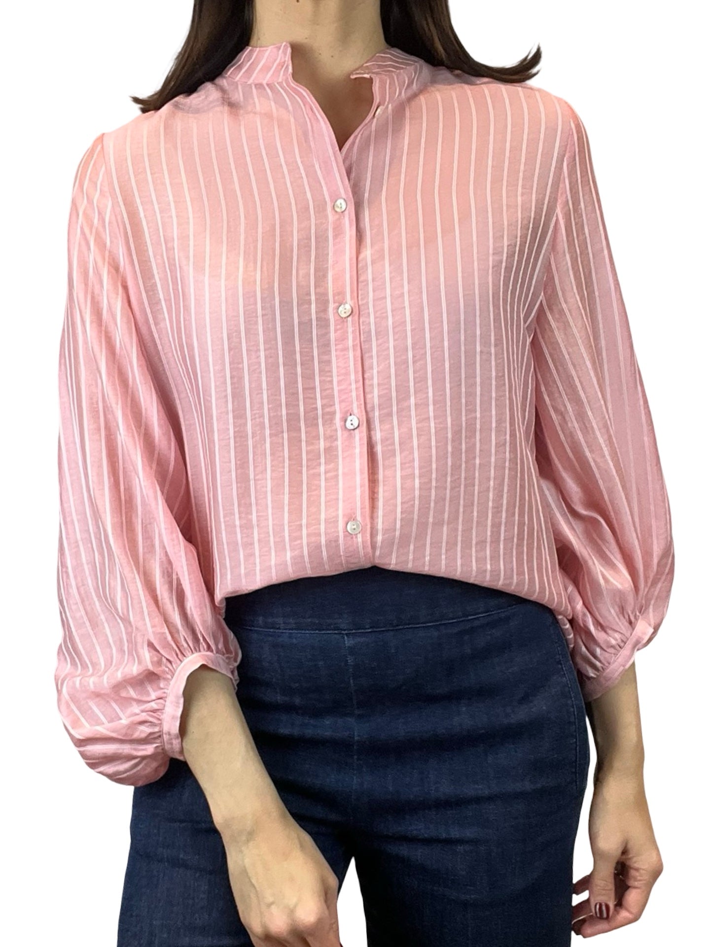 Blusa Adele Manga Frunce Rayas