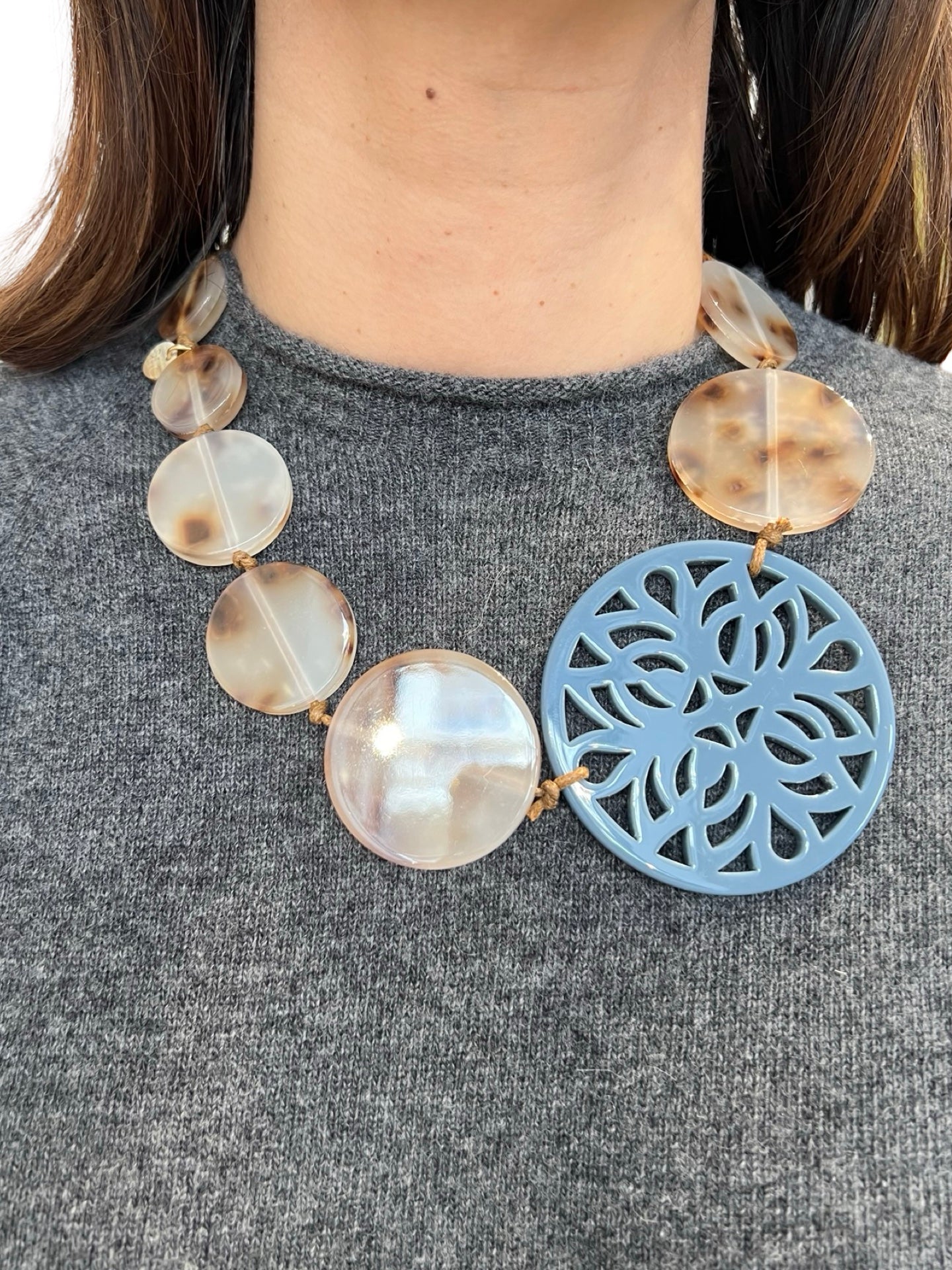 Collar Il Baco Da Seta Medallon Azul