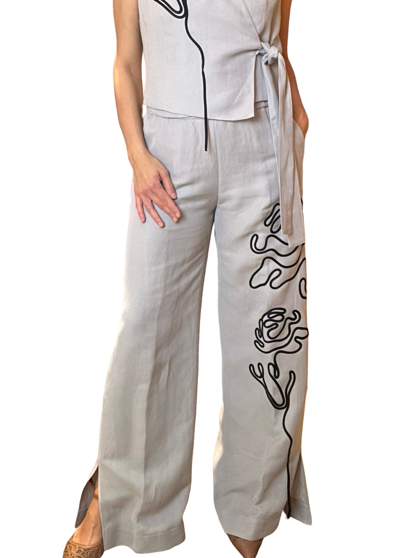 Pantalon large brodé léger Conti