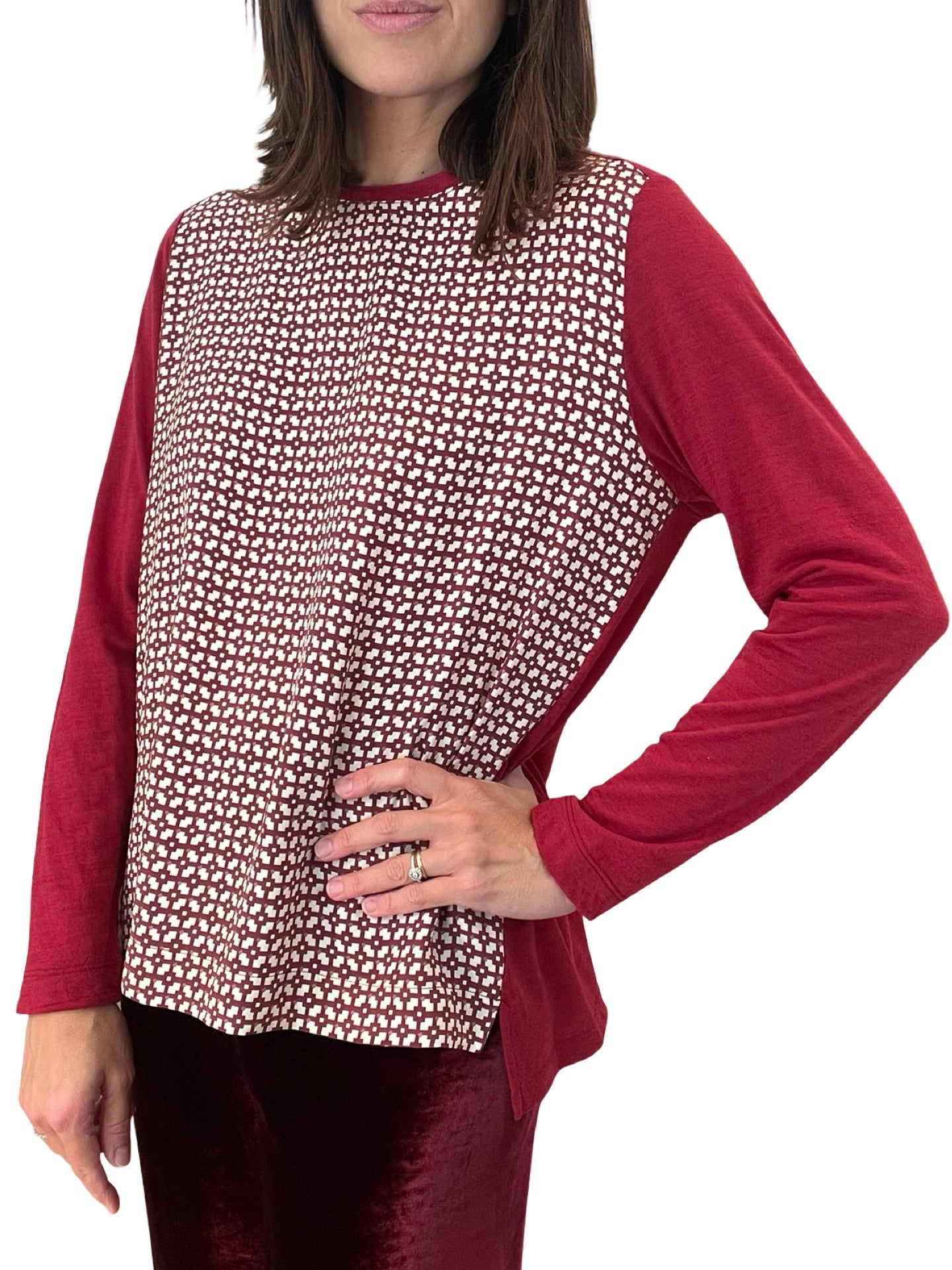 Whyci Milano Square Knit and Silk T-shirt